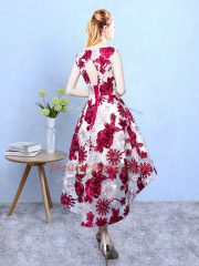 Multi-color Printed Lace Up Scoop Sleeveless High Low Dama Dress Pattern