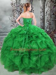 Excellent Floor Length Green Quinceanera Dress Sweetheart Sleeveless Lace Up
