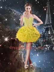 New Arrival Yellow Sweetheart Neckline Beading and Ruffles Quinceanera Gown Sleeveless Lace Up