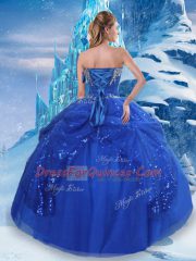 Royal Blue Sweetheart Lace Up Beading and Pick Ups 15 Quinceanera Dress Sleeveless