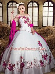 Captivating White Sleeveless Taffeta Lace Up Sweet 16 Quinceanera Dress for Military Ball and Sweet 16 and Quinceanera