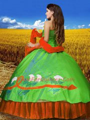 High Quality Sleeveless Lace Up Floor Length Embroidery Ball Gown Prom Dress