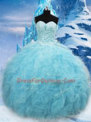Tulle Sleeveless Floor Length Quinceanera Dress and Beading and Pick Ups