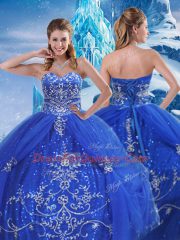Sumptuous Sweetheart Sleeveless Lace Up 15th Birthday Dress Blue Tulle