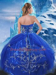 Sumptuous Sweetheart Sleeveless Lace Up 15th Birthday Dress Blue Tulle
