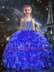 Lovely Sleeveless Beading and Ruffles Lace Up Little Girl Pageant Dress
