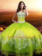 Ball Gowns Ball Gown Prom Dress Yellow Green Sweetheart Taffeta Sleeveless Floor Length Lace Up