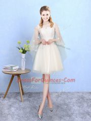 Inexpensive Half Sleeves Lace Lace Up Dama Dress for Quinceanera