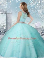 Clearance Floor Length Lavender Quince Ball Gowns Scoop Sleeveless Clasp Handle
