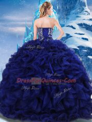 Floor Length Royal Blue Sweet 16 Quinceanera Dress Sweetheart Sleeveless Lace Up