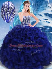 Floor Length Royal Blue Sweet 16 Quinceanera Dress Sweetheart Sleeveless Lace Up