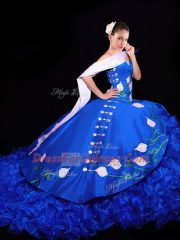 Royal Blue Sweet 16 Quinceanera Dress Sweetheart Sleeveless Brush Train Lace Up