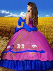 Sweetheart Sleeveless Sweet 16 Quinceanera Dress Floor Length Embroidery Multi-color Taffeta