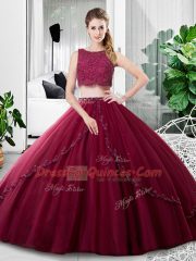 Tulle Sleeveless Floor Length Quinceanera Gowns and Lace and Ruching