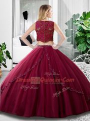 Tulle Sleeveless Floor Length Quinceanera Gowns and Lace and Ruching