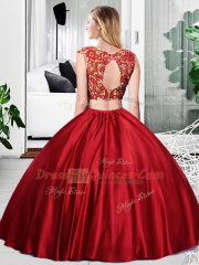 Best Selling Wine Red Quinceanera Gowns Military Ball and Sweet 16 and Quinceanera with Lace and Ruching Scoop Sleeveless Zipper