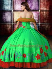 Traditional Multi-color Ball Gowns Embroidery Sweet 16 Quinceanera Dress Lace Up Satin Sleeveless Floor Length