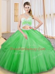 Sleeveless Tulle Criss Cross Sweet 16 Dress for Military Ball and Sweet 16 and Quinceanera