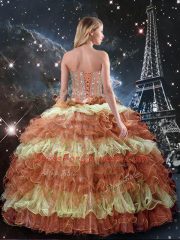 Dynamic Sweetheart Sleeveless Lace Up Quinceanera Dresses Multi-color Organza