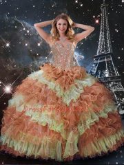 Dynamic Sweetheart Sleeveless Lace Up Quinceanera Dresses Multi-color Organza