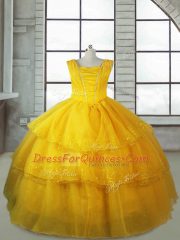Top Selling Organza Sleeveless Floor Length Girls Pageant Dresses and Ruffled Layers