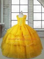 Top Selling Organza Sleeveless Floor Length Girls Pageant Dresses and Ruffled Layers