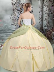 Fabulous Taffeta Sleeveless Floor Length Ball Gown Prom Dress and Ruching and Hand Made Flower