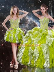 Sumptuous Multi-color Sleeveless Beading and Ruffles Floor Length Quinceanera Dress