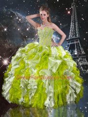 Sumptuous Multi-color Sleeveless Beading and Ruffles Floor Length Quinceanera Dress