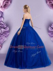Latest Royal Blue Sleeveless Beading and Appliques Floor Length Sweet 16 Dresses