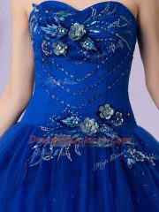 Latest Royal Blue Sleeveless Beading and Appliques Floor Length Sweet 16 Dresses
