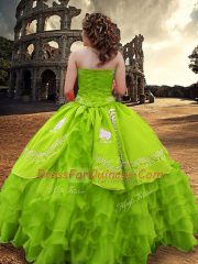 Low Price Sleeveless Zipper Floor Length Embroidery and Ruffled Layers 15 Quinceanera Dress