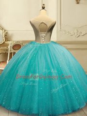 Tulle Sleeveless Floor Length Sweet 16 Quinceanera Dress and Appliques and Sequins