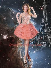 Sweetheart Sleeveless Lace Up Sweet 16 Dresses Watermelon Red Organza