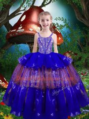 Sleeveless Beading and Ruffled Layers Lace Up Little Girls Pageant Dress Wholesale