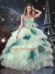 Beading and Ruffled Layers and Sequins 15 Quinceanera Dress Multi-color Lace Up Sleeveless Floor Length