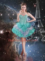 Multi-color Ball Gowns Sweetheart Sleeveless Organza Floor Length Lace Up Beading and Ruffled Layers Quinceanera Dress