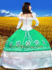 Smart 3 4 Length Sleeve Embroidery Lace Up Quinceanera Dress