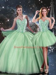 Fashion Sweetheart Sleeveless Tulle Quinceanera Dress Beading Lace Up