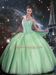 Fashion Sweetheart Sleeveless Tulle Quinceanera Dress Beading Lace Up