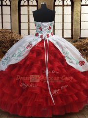 Embroidery and Ruffled Layers Quinceanera Dress Green Lace Up Sleeveless Floor Length