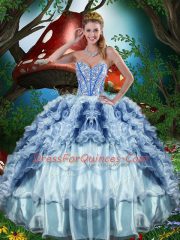 Multi-color Ball Gowns Sweetheart Sleeveless Organza Floor Length Lace Up Beading and Ruffles and Ruffled Layers Vestidos de Quinceanera