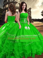 Sexy Floor Length Ball Gowns Sleeveless Green Sweet 16 Dress Zipper