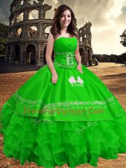 Sexy Floor Length Ball Gowns Sleeveless Green Sweet 16 Dress Zipper