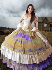 Multi-color Sleeveless Taffeta Brush Train Lace Up Quinceanera Dress for Military Ball and Sweet 16 and Quinceanera