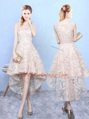 Free and Easy Sleeveless Zipper High Low Lace Quinceanera Dama Dress