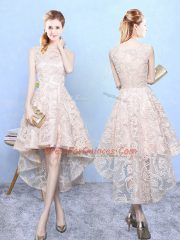 Free and Easy Sleeveless Zipper High Low Lace Quinceanera Dama Dress
