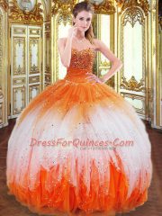 Organza Sleeveless Floor Length Sweet 16 Dress and Beading and Ruffles
