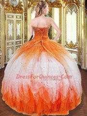 Organza Sleeveless Floor Length Sweet 16 Dress and Beading and Ruffles