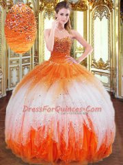 Organza Sleeveless Floor Length Sweet 16 Dress and Beading and Ruffles